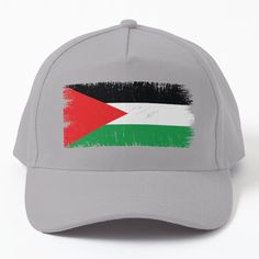 a baseball cap with the flag of jordan painted on it's front and sides