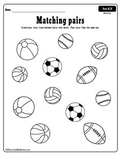 the matching pairs worksheet for kids to learn how to match balls with numbers