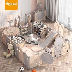 a child's bedroom with toys in it