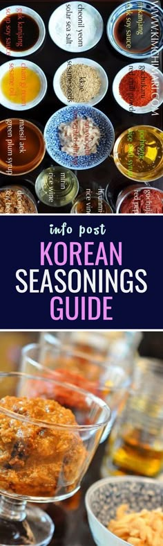 korean seasonings guide with bowls and plates