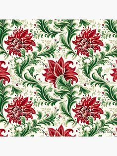 red and green flowers on white background