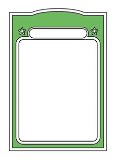 a green and white card with stars on the bottom, in front of a white background