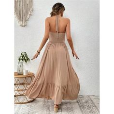 Variété Boutique | Dresses | Ladies Solid Color Patchwork Halter Neck Hollow Out Dress | Poshmark Hollow Out Dress, Flower Maxi Dress, Dresses Ladies, Khaki Fashion, Bow Detail Dress, Bodycon Maxi Dresses, Blue Maxi, Floral Print Maxi, Out Dress