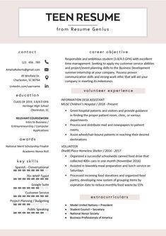 a professional resume template with no work experience on the cover letter, and an image of a