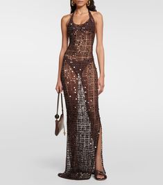 Cutout sequined maxi dress in black - Aya Muse | Mytheresa Aya Muse Dress, Barcelona Fits, Black Women Business Attire, Spain Fits, Fall Festival Outfit, Outfit Shein, Aya Muse, Ibiza Dress, Skirt Outfits Summer