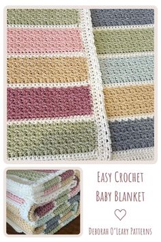 the easy crochet baby blanket is made with yarn