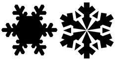 two snowflakes are shown in black and white, one has an upside down design