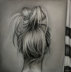 a pencil drawing of a woman's hair