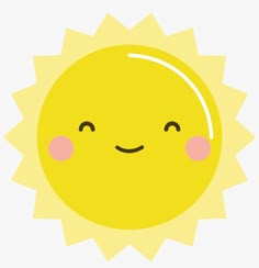 a yellow sun with pink cheeks and eyes