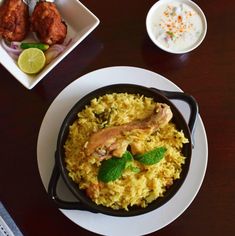 the meal is prepared and ready to be eaten on the table with other dishes around it