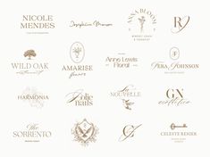 the logos for various wines are shown