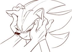 a drawing of sonic the hedge from sonic the hedge cartoon character, with his hand on his face