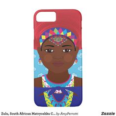 a phone case with an image of a woman in african dress and headdress