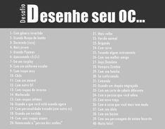 a poster with the words desembe seu oc in white and black