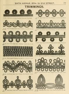 an old book with different types of trimmings