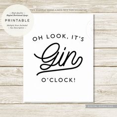 the printable card reads, oh look it's gio o'clock