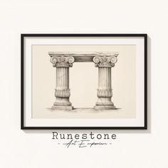 a drawing of two pillars with the words ruinstone above them