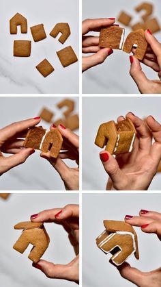 the process of making gingerbread house shaped cookies