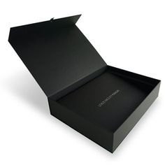 an open black box on a white background