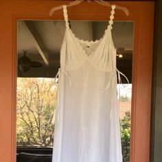 Cato White Slip Dress With Flower Lace Accents And A Ties At The Sides Of Waist. Long Length With Slits At Sides. Never Worn 2 For $10 Add Any Two Items Marked With A To A Bundle And Make An Offer For $10 White Long Slip Dress, White Slip Dress Outfit, Slip Dress Outfit, Long Slip Dress, White Slip Dress, White Slip, Slip Dress, Colorful Dresses, Dress Outfits