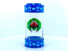 a glass jar with an image of a mushroom in it