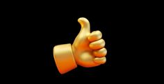 an orange thumbs up sign on a black background