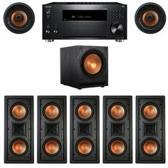 the home theater system includes speakers, subwoofer and other accessories for entertainment