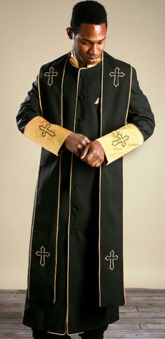 Looking for a Clergy Wardrobe Update? Style: Robe2S Color: Black/Gold Full length 8 button robe and comes with matching stole. Features two tone full church robe comes with cross accents. Available in multiple colors and with the matching stole this is a truly uncompromising value! SIZING GUIDE BELOW Church Robes, Clergy Robes, Robes For Women, Wardrobe Update, Two Tone, Full Length, Wardrobe, Purple, Gold