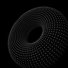 an abstract black and white photo with dots in the center, on a dark background