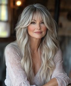 Long Hairstyles With Wispy Bangs, Long Wavy Hair With Curtain Bangs, Hair Styles For Women In Their 40's, Long Curtain Bangs With Layers, Long Haircut With Bangs, Wavy Hair With Curtain Bangs, Hairstyles With Wispy Bangs, Long Fringe Hairstyles, Long Hairstyles For Women