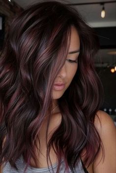 40+ Fall Hair Trends We’re Absolutely Loving for 2024 | HubPages Burgundy Hair Lowlights, Dark Hair With Some Color, Brunette Hair For Summer 2024, Red Hair Color For Dark Hair, Burgundy Balayage With Money Piece, Merlot Highlights On Brown Hair, Red Violet Money Piece, All Over Color For Dark Hair, Brown With Plum Highlights