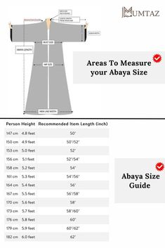 Don’t know how to measure abaya size? Here is the Updated Abaya Size chart with easy measurement Guide for All Body types including UAE, UK, and US. Abaya Making Pattern, Abaya Measurement Chart, Abaya Name Ideas, Sew Abaya, Types Of Abaya, Abaya Size Chart, Sewing Abaya, Abaya Sewing Pattern, Patron Abaya