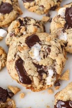 chocolate chip cookies with marshmallows on top