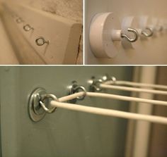 four different pictures of the handles and knobs on a door