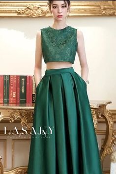 Lasaky - Stylish Two-Piece Semi-Formal Dress Set for Women with Elegant Longer Back Hemline Flower Girl Dresses Mermaid, Outfit Elegantes, Cheap Gowns, High Low Prom Dresses, Prom Dresses With Pockets, Semi Formal Dress, Piece Prom Dress, A Line Prom Dresses, Prom Dresses Online