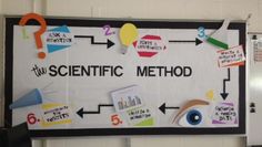 a bulletin board with an eye on it that says the scientific method and five different ways to use it