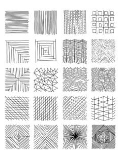 nine hand drawn lines in different shapes and sizes