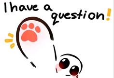 a dog paw with the words i have a question written on it's side