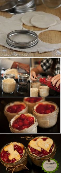 three pictures showing different stages of making jelly