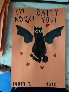 a handmade bat card with the words i'm batty about you written on it