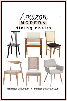 chairs with the words amazon modern dining chairs on them in different styles and colors, including white