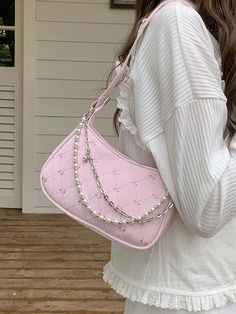 2024 New Faux Pearl Chain Crossbody Bag Shoulder Bag Women's Bag Small And Simple Commuter Bag Sweet And Cute Summer Small Square Bag Pink Cute   PU Leather Animal,Geometric,Plaid,Plants Baguette Bag   Women Bags, size features are:Bust: ,Length: ,Sleeve Length: Pink Gift Bags, Clear Bag, Purse For Teens, Commuter Bag, Chain Crossbody Bag, Types Of Bag, Small Handbags, Tote Purse, Chain Bags