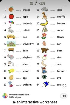 an interactive worksheet with pictures and words