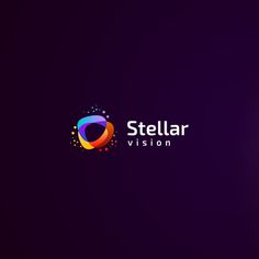 the logo for stellar vision is shown on a dark purple background with an orange and blue circle