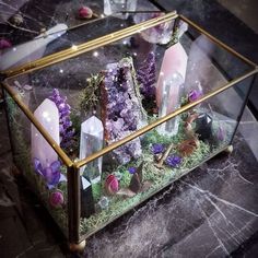 Crystal Terrarium, Crystal Garden, Crystal Aesthetic, Crystal Box, Garden Terrarium, Witchy Decor, Witch Decor