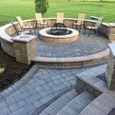 a fire pit sitting in the middle of a patio