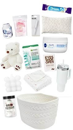 the contents of a baby's diaper laid out on a white background