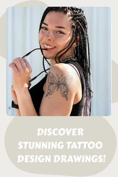 a woman with dreadlocks and a butterfly tattoo on her shoulder is smiling at the camera