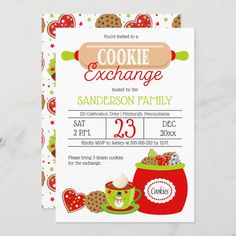 cookie exchangeable birthday party card with cookies and hotdogs on the potty