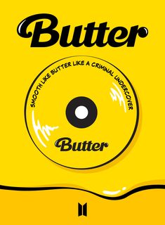 an advertisement for butter, with the word butter on it's front and side